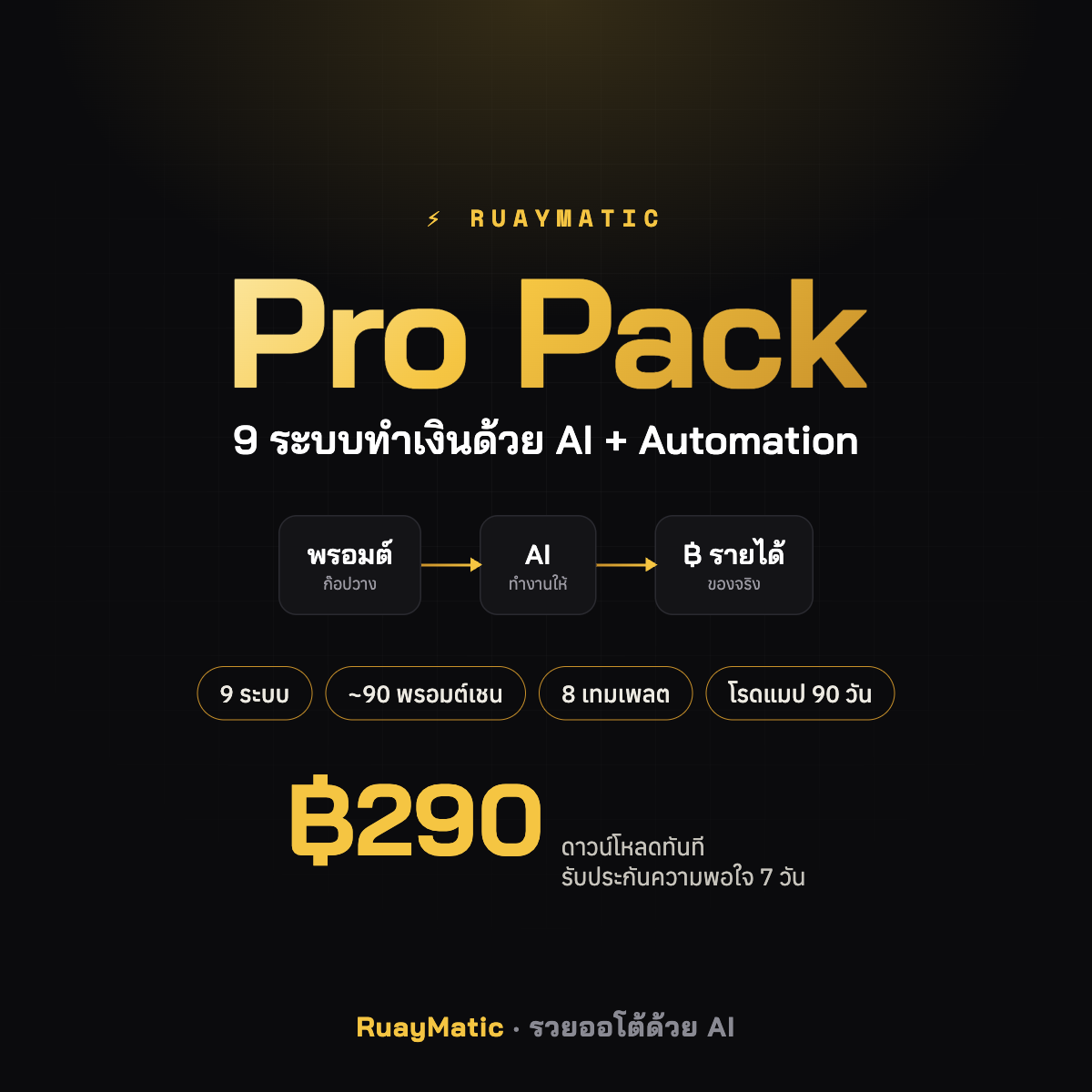 RuayMatic Pro Pack — 9 ระบบทำเงินด้วย AI