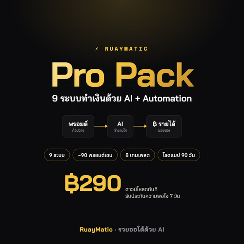 RuayMatic Pro Pack — 9 ระบบทำเงินด้วย AI
